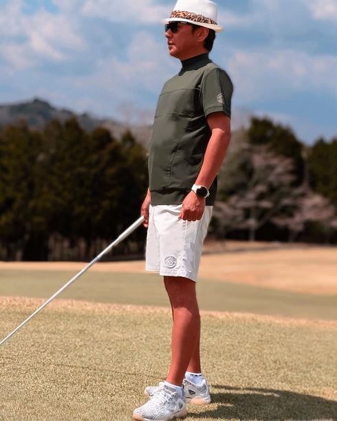 【メンズ】超撥水 お腹細身え ゴルフ モックネック 半袖 Tシャツ