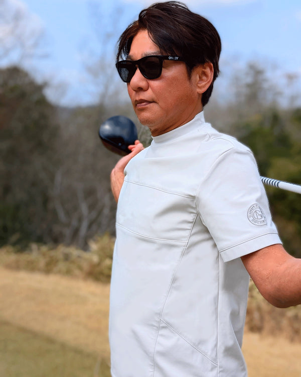 【メンズ】超撥水 お腹細身え ゴルフ モックネック 半袖 Tシャツ