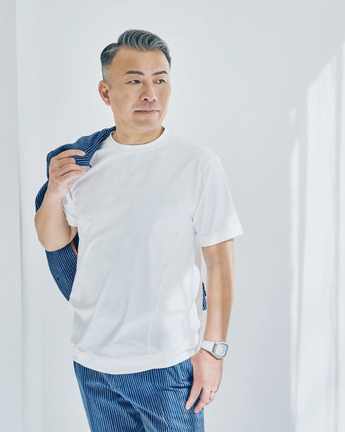 【メンズ】超撥水 お腹細見え Dress T-shirt(後ろ衿高半袖Tシャツ)